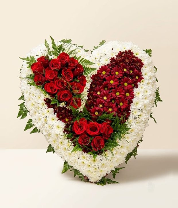Corazón blanco y rojo